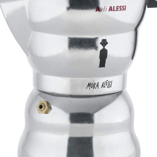  Alessi AAM33 / 3 Moka espresso machine made of cast aluminum, handle and plastic button, black, 3 cups