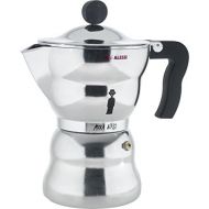 Alessi AAM33 / 6 Moka espresso machine made of cast aluminum, handle and plastic button, black, 6 cups