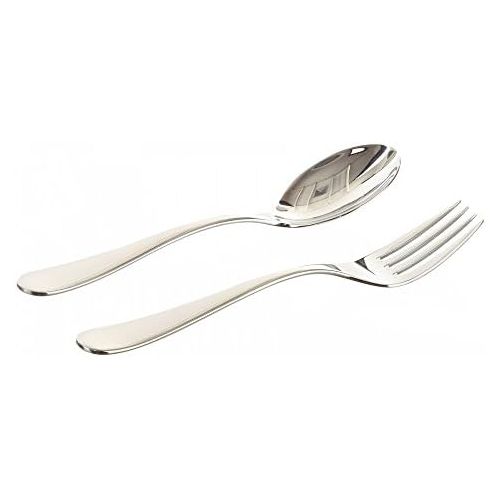  Alessi Nuovo Milano Serving Spoon and Fork Set, Silver