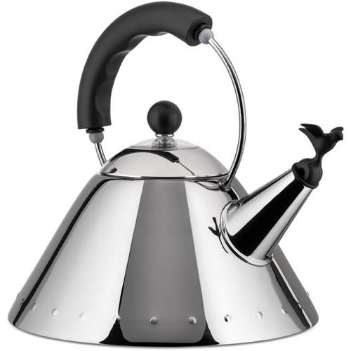  Alessi 9093 B Kettle Stainless Steel with Handle and Bird-Shaped Whistle Polyamide Black