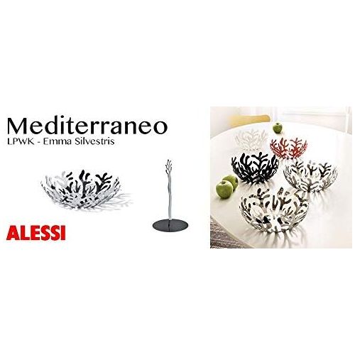  Alessi ESI01/21 Mediterraneo Obsthalter aus Edelstahl, epoxidharzlackiert, silber, Ø 21 cm