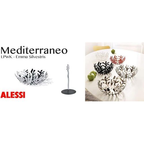  Alessi ESI01/21 Mediterraneo Obsthalter aus Edelstahl, epoxidharzlackiert, silber, Ø 21 cm