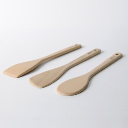  A di Alessi Pots&Pans Kitchen Spoons, Beech Wood, Set of 3, (AJM27SET)