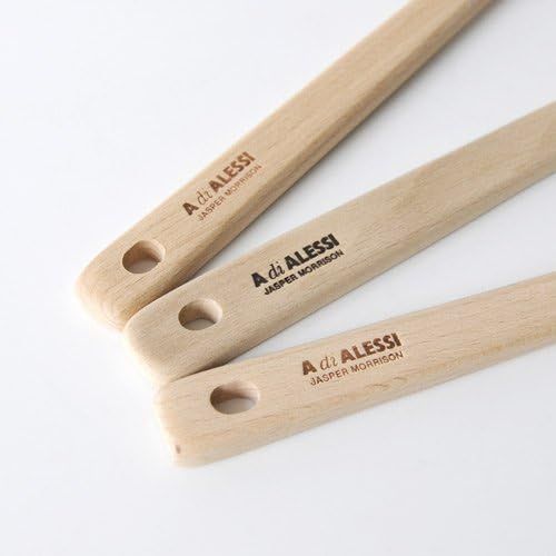  A di Alessi Pots&Pans Kitchen Spoons, Beech Wood, Set of 3, (AJM27SET)