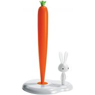 A Di Alessi Bunny and Carrot Kitchen Roll Holder in Thermoplastic Resin, White