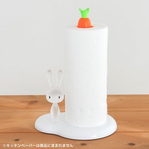  A Di Alessi Bunny and Carrot Kitchen Roll Holder in Thermoplastic Resin, White