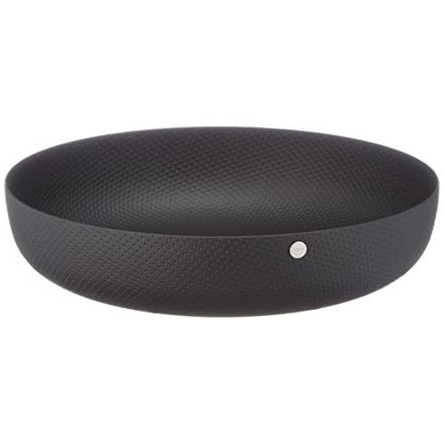  Alessi JM17/21 BT, round tray in painted steel with epoxy resin, black with relief decoration
