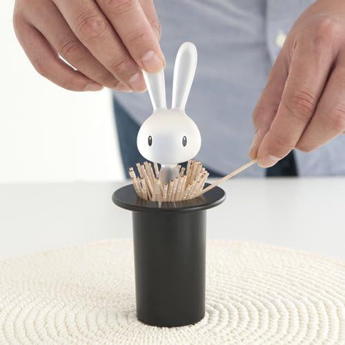  A Di Alessi Magic Bunny Toothpick Holder in Thermoplastic Resin, Black