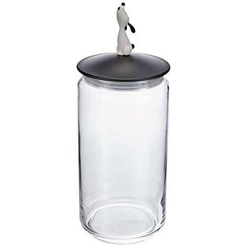  A Di Alessi Lulajar Glass Jar for Dog Food with Lid in Thermoplastic Resin, Black