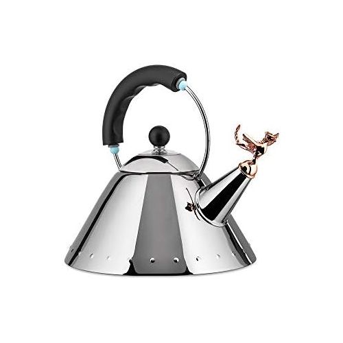  [아마존베스트]Alessi 18/10 Stainless Steel Mirror Polished Tea Rex Kettle with Handle and Prehistoric Reptilian Whistle in PA Copper Metallic Finish, Black