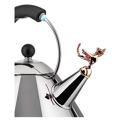  [아마존베스트]Alessi 18/10 Stainless Steel Mirror Polished Tea Rex Kettle with Handle and Prehistoric Reptilian Whistle in PA Copper Metallic Finish, Black