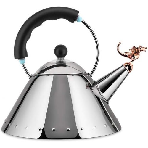  [아마존베스트]Alessi 18/10 Stainless Steel Mirror Polished Tea Rex Kettle with Handle and Prehistoric Reptilian Whistle in PA Copper Metallic Finish, Black