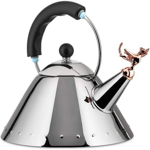  [아마존베스트]Alessi 18/10 Stainless Steel Mirror Polished Tea Rex Kettle with Handle and Prehistoric Reptilian Whistle in PA Copper Metallic Finish, Black