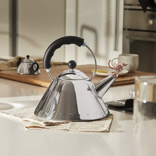  [아마존베스트]Alessi 18/10 Stainless Steel Mirror Polished Tea Rex Kettle with Handle and Prehistoric Reptilian Whistle in PA Copper Metallic Finish, Black