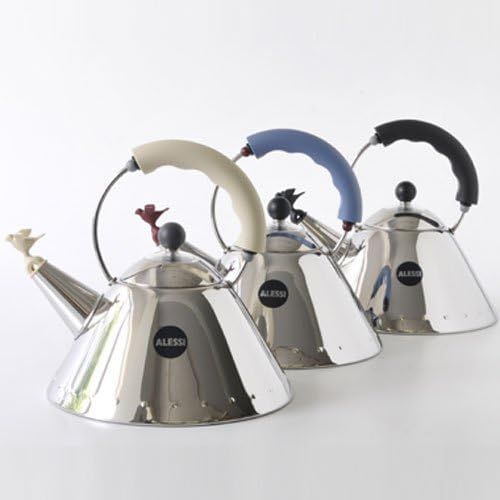  Alessi 2 Qt. Signature Bird Whistle Tea Kettle with Post-Modern Design