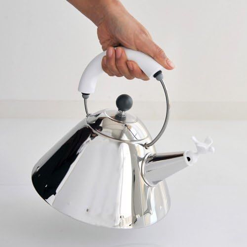  Alessi 2 Qt. Signature Bird Whistle Tea Kettle with Post-Modern Design