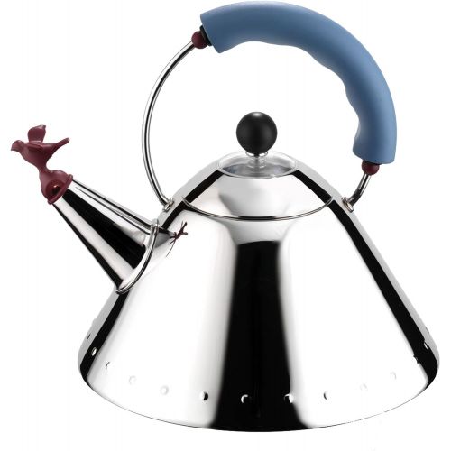  Alessi 2 Qt. Signature Bird Whistle Tea Kettle with Post-Modern Design