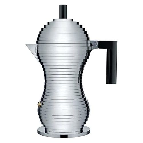  Alessi MDL026 B Pulcina Stove Top Espresso 6 Cup Coffee Maker in Aluminum Casting Handle And Knob in Pa, Black by Alessi