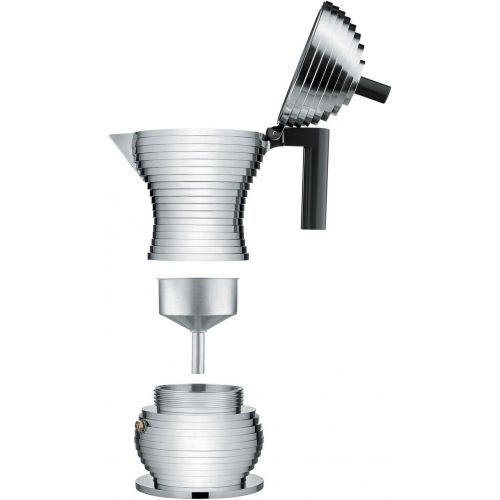  Alessi MDL026 B Pulcina Stove Top Espresso 6 Cup Coffee Maker in Aluminum Casting Handle And Knob in Pa, Black by Alessi