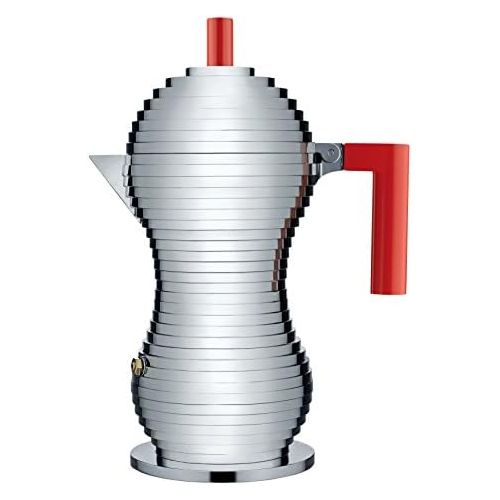  Alessi MDL026 RPulcina Stove Top Espresso 6 Cup Coffee Maker in Aluminum Casting Handle And Knob in Pa, Red