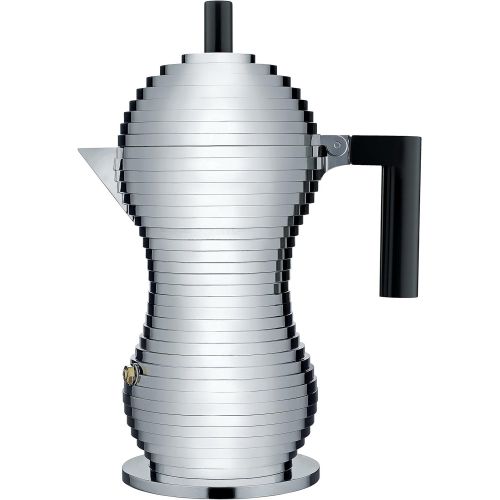  Alessi MDL026 BPulcina Stove Top Espresso 6 Cup Coffee Maker in Aluminum Casting Handle And Knob in Pa, Black