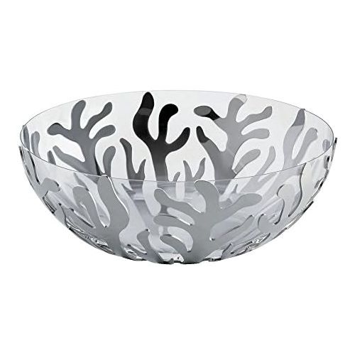  Alessi ESI0125SMediterraneo Fruit Bowl in 1810 Stainless Steel Mirror Polished And Thermoplastic Resin, Silver