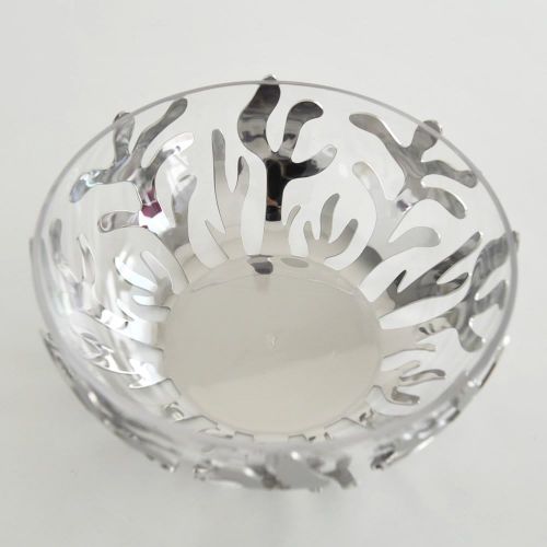  Alessi ESI0125SMediterraneo Fruit Bowl in 1810 Stainless Steel Mirror Polished And Thermoplastic Resin, Silver