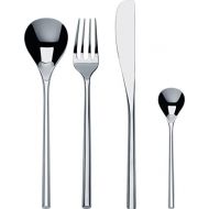 AlessiMU Flatware Set Composed Of Six Table Spoons, Table Forks, Table Knives, Coffee Spoons in 1810 Stainless Steel Mirror Polished, Silver