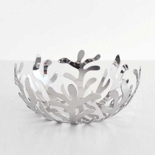  AlessiMediterraneo Fruit Bowl in 1810 Stainless Steel Mirror Polished, Silver