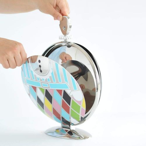  AlessiFatman Folding Cake Stand in 1810 Stainless Steel Mirror Polished With Decoration, Multicolor
