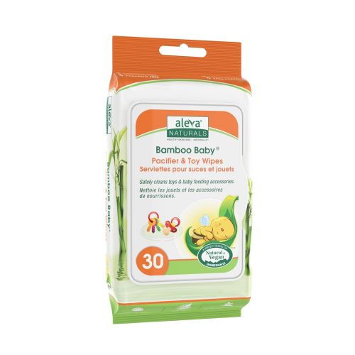  Aleva Naturals Bamboo Baby Pacifier & Toy Wipes, 30 Count (Pack of 12)
