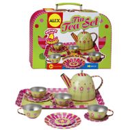 Alex *NEW IN CUTE CARRY CASE* 16 Piece Tin Tea Set by ALEX in Pink Carry Case