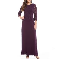 Alex Evenings Sequined Lace & Chiffon Gown
