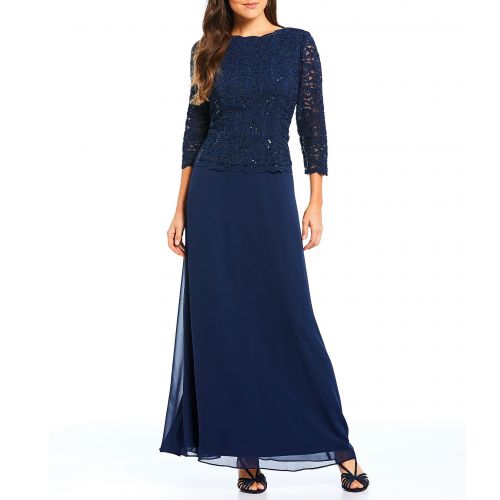  Alex Evenings Sequined Lace & Chiffon Gown