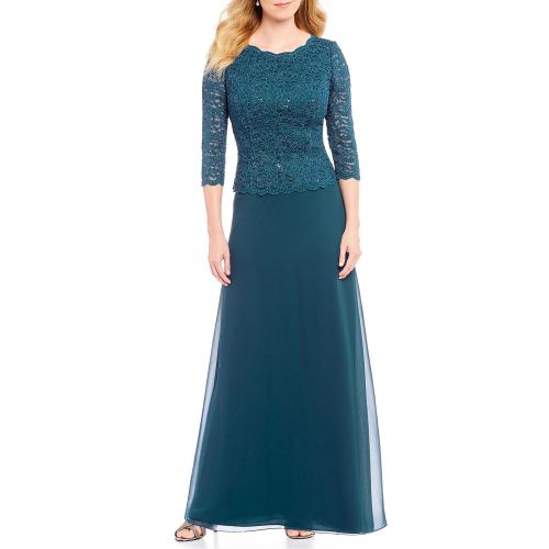  Alex Evenings Sequined Lace & Chiffon Gown