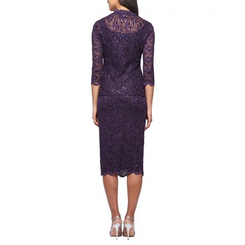  Alex Evenings Scalloped Lace Midi Jacket Dress