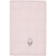 Alexander McQueen Pink Croc Pocket Organizer Card Holder
