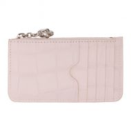 Alexander McQueen Pink Croc Zip Card Holder