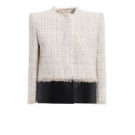 Alexander Mcqueen Tweed and leather frayed jacket