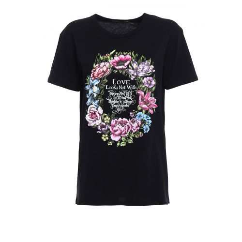  Alexander Mcqueen Floral print black T-shirt