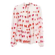 Alexander Mcqueen Printed silk crepe ruffle blouse