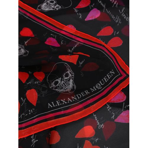  Alexander Mcqueen Petals patterned silk chiffon scarf