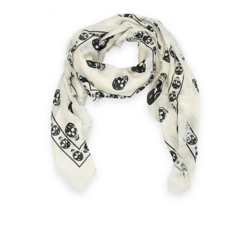  Alexander Mcqueen Modal and silk skull print scarf