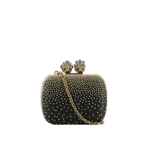  Alexander Mcqueen Nappa box clutch with gold studs