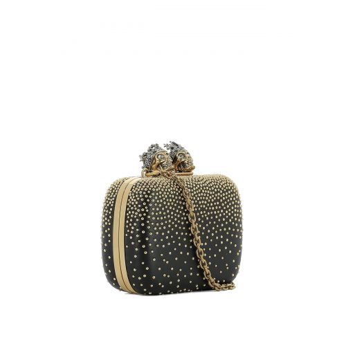  Alexander Mcqueen Nappa box clutch with gold studs