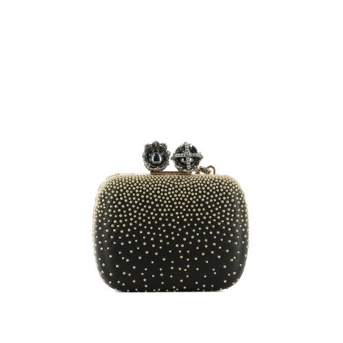  Alexander Mcqueen Nappa box clutch with gold studs