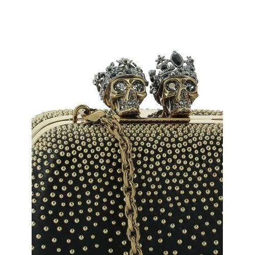  Alexander Mcqueen Nappa box clutch with gold studs