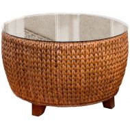 Alexander Sheridan KEY025-SI Key Largo Round Cocktail Table in Sienna Finish with Glass