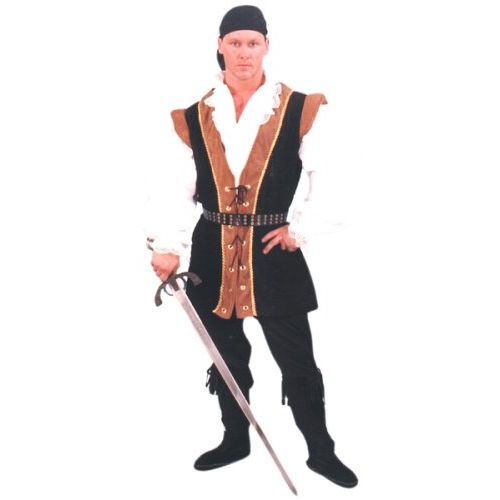  Alexanders Costumes Medium Adult BlackGreen Renaissance Pirate Costume (Size 40-42)