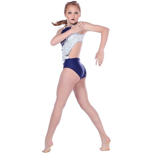  Alexandra Collection Youth Midnight Zipper-Front Dance Costume Performance Leotard